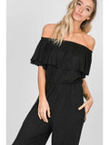 Black off the Shoulder Solid Jumpsuit