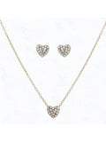Glass Stone Heart Pendant Necklace Earring Set