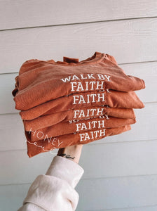 Embroidered Walk By Faith Summer Tee