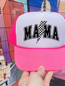 Mama Checkered Bolt Trucker Hat