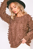 TEXTURED MESH & SELF DETAIL SWEATER TOP