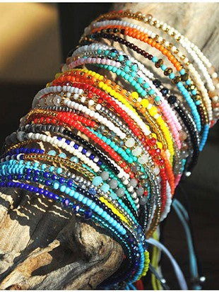 Beaded bracelet with multiple strands
