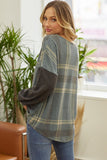 Teal Plaid Criss Cross Pullover