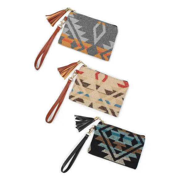 WESTERN PRINT POUCH BAG WITH WRISTLET
