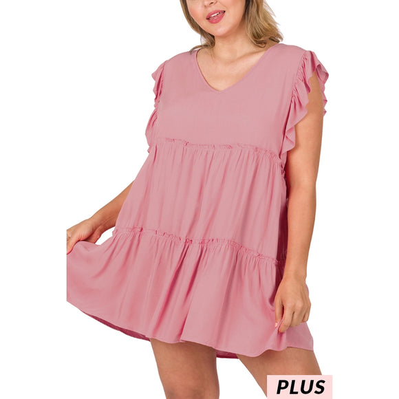 pink Babydoll dress tiered