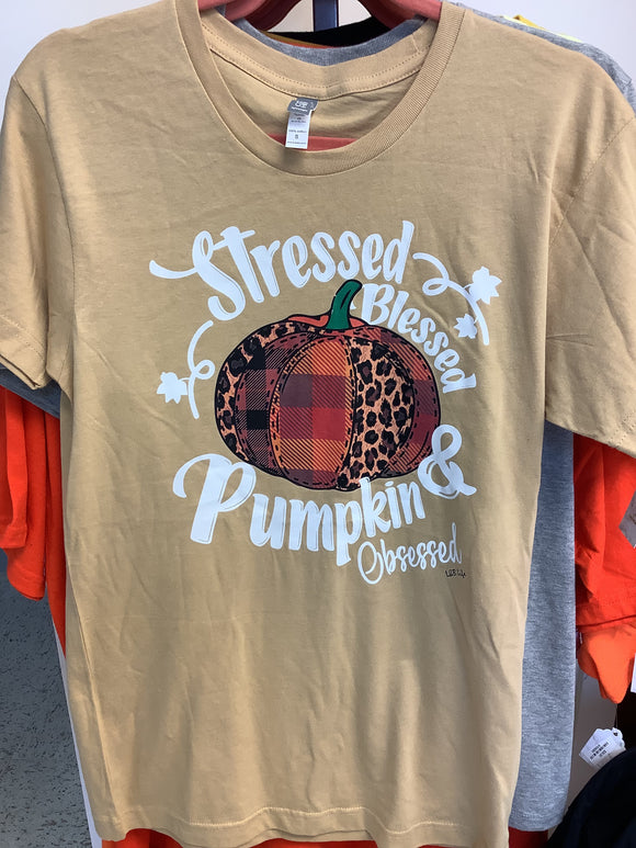 stressed, blessed & pumpkin obsessed shirt