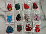 Multi Print Christmas themed earrings