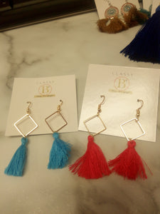 square dangling earrings
