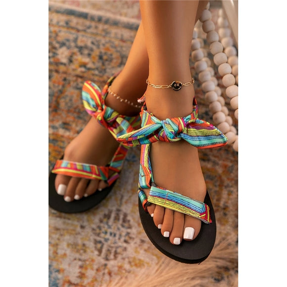 Colorful Knotted Casual Flat Sandles