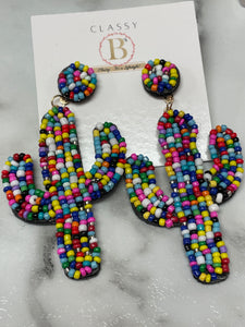 Hand Beaded Cactus earrings