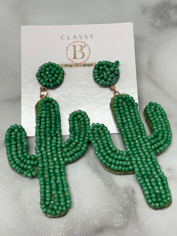 Hand Beaded Cactus earrings